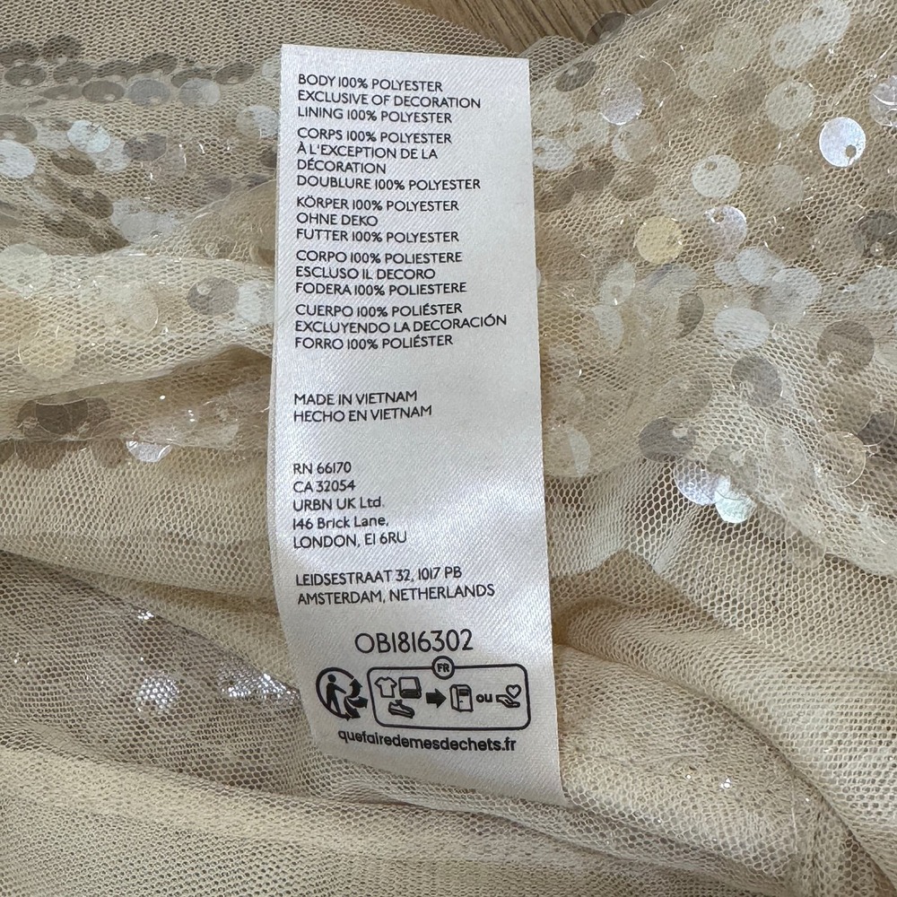 ANTHROPOLOGIE Sequin Ruffled Tank Size M Buttery Cream Party Blouse MSRP $98 - Picture 7 of 10